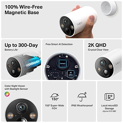 TP-Link Tapo (2 Pack) Smart Wire-Free Security Camera, C425 TP-Link Tapo (2 Pack) Smart Wire-Free Security Camera, C425