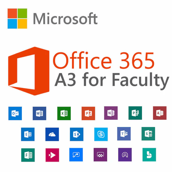 MS Ofice365 A3 for Faculty Academic (1 year) License CSP (Office Apps + email/Teams)