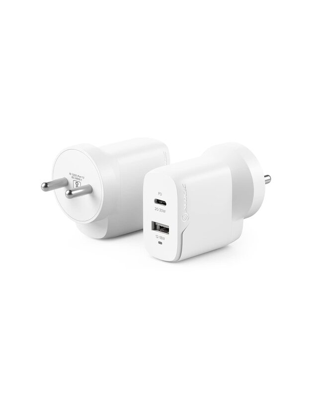 ALOGIC 2x32 Rapid Power 32W GaN Charger – USB-C (20W) + USB-A (12W) | WCG2X32-IND