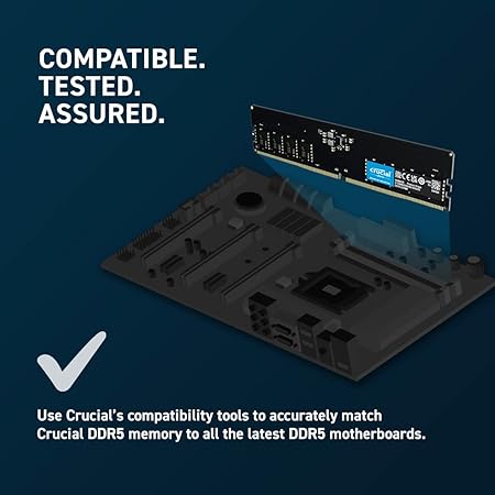 Crucial RAM 32GB DDR5 4800MHz CL40 Desktop Memory CT32G48C40U5 Black