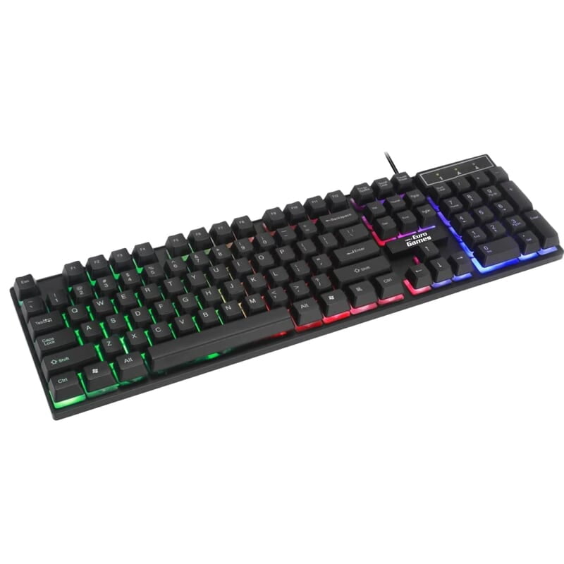 OpenBox RPM Euro Games Gaming Keyboard - Normal / 7 Color LED Illuminated & Spill Proof Keys Membrane Wired USB Gaming Keyboard