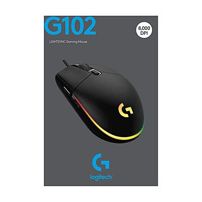 LOGITECH USB WIRED GAMING MOUSE WITH 8K DPI TRACKING AND CUSTOMIZABLE RGB LIGHTING G102-Black LOGITECH USB WIRED GAMING MOUSE WITH 8K DPI TRACKING AND CUSTOMIZABLE RGB LIGHTING G102-Black