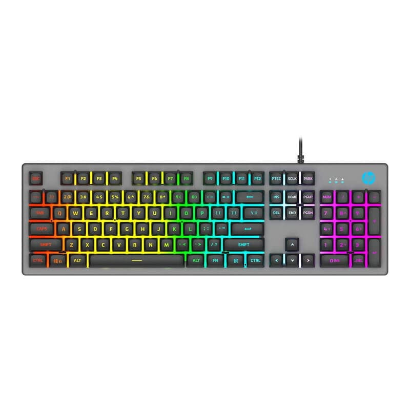 OpenBoxHP K500F / 26 Anti-ghosting keys, Metal Panel, Rainbow Backlight, Membrane Wired USB Gaming Keyboard