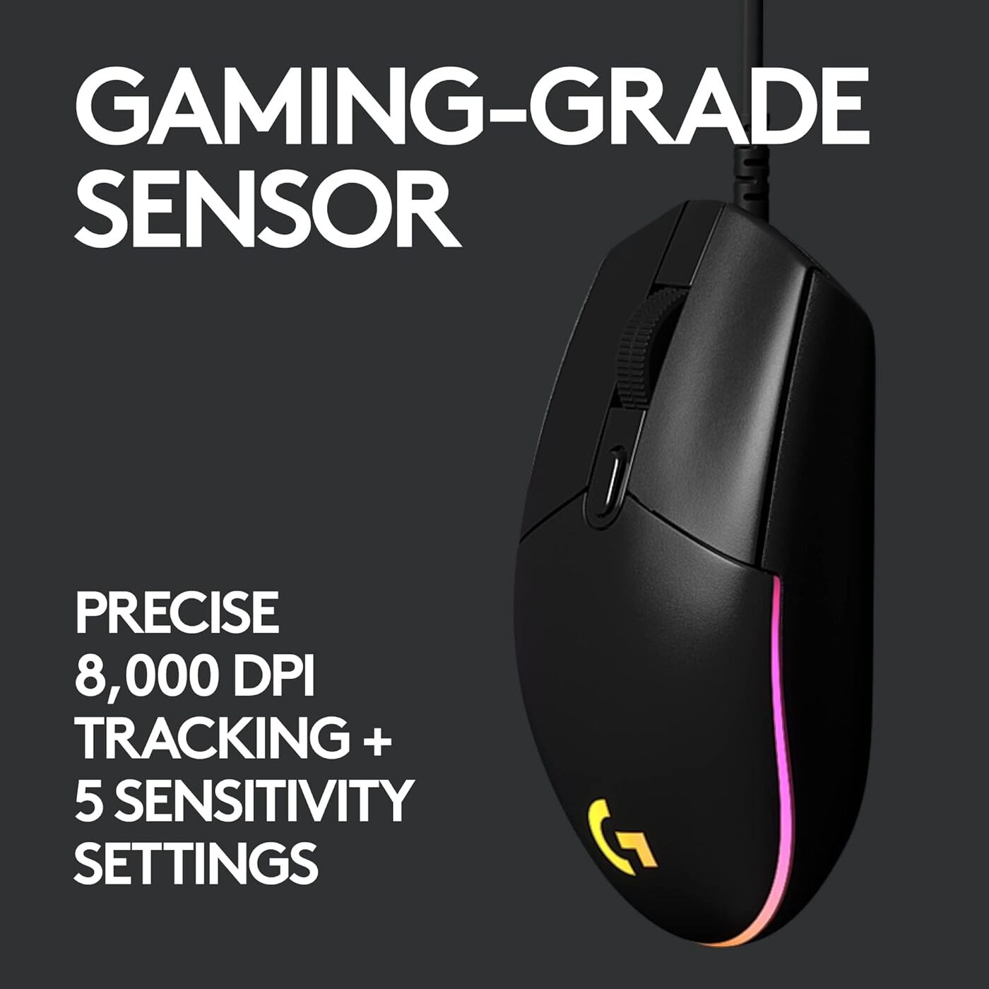 LOGITECH USB WIRED GAMING MOUSE WITH 8K DPI TRACKING AND CUSTOMIZABLE RGB LIGHTING G102-Black LOGITECH USB WIRED GAMING MOUSE WITH 8K DPI TRACKING AND CUSTOMIZABLE RGB LIGHTING G102-Black