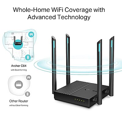 TP-Link Archer AC1200 MU-MIMO WiFi Router, C64 TP-Link Archer AC1200 MU-MIMO WiFi Router, C64