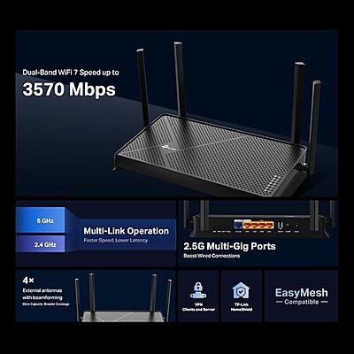TP-Link BE3600 Dual-Band Wi-Fi 7 Router ,Archer BE230 TP-Link BE3600 Dual-Band Wi-Fi 7 Router ,Archer BE230