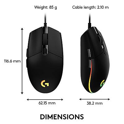 LOGITECH USB WIRED GAMING MOUSE WITH 8K DPI TRACKING AND CUSTOMIZABLE RGB LIGHTING G102-Black LOGITECH USB WIRED GAMING MOUSE WITH 8K DPI TRACKING AND CUSTOMIZABLE RGB LIGHTING G102-Black
