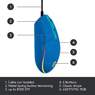 LOGITECH LIGHT SYNC WIRED GAMING MOUSE G203-Blue LOGITECH LIGHT SYNC WIRED GAMING MOUSE G203-Blue