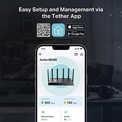 TP-Link BE6500 Dual-Band Wi-Fi 7 Router ,Archer BE400 TP-Link BE6500 Dual-Band Wi-Fi 7 Router ,Archer BE400