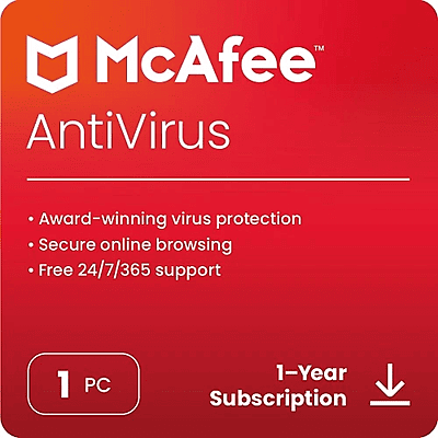 McAfee AntiVirus (1 yr) (1pc) Licence key ESD