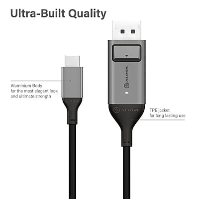 ALOGIC 2m Ultra USB-C (Male) to DP (Male)  Cable - 4K @60Hz | ULCDP02-SGR