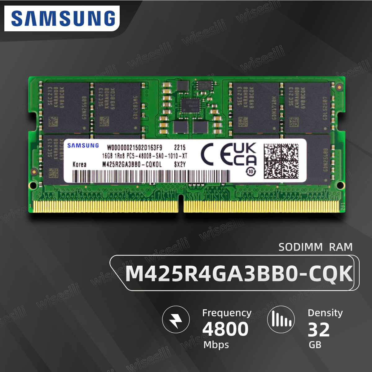 SAMSUNG DDR5 4800MHz PC5 SODIMM 2Rx8 CL40 32GB RAM (M425R4GA3BB0)