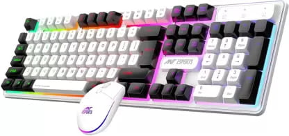 OpenBox Ant Esports KM1610 LED Keyboard & Mouse,104 Keys Rainbow Backlit Keyboard 7 Color RGB Mouse Combo Set