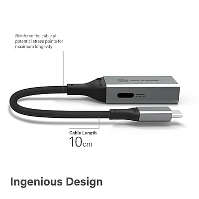 ALOGIC Ultra Combo USB-C to 3.5mm Audio & USB-C Charging Adapter –10cm | ULC35APW-SGR