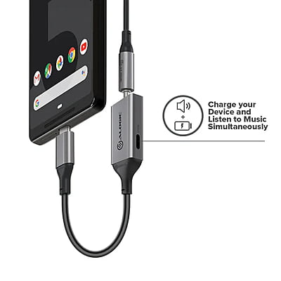 ALOGIC Ultra Combo USB-C to 3.5mm Audio & USB-C Charging Adapter –10cm | ULC35APW-SGR