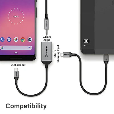 ALOGIC Ultra Combo USB-C to 3.5mm Audio & USB-C Charging Adapter –10cm | ULC35APW-SGR