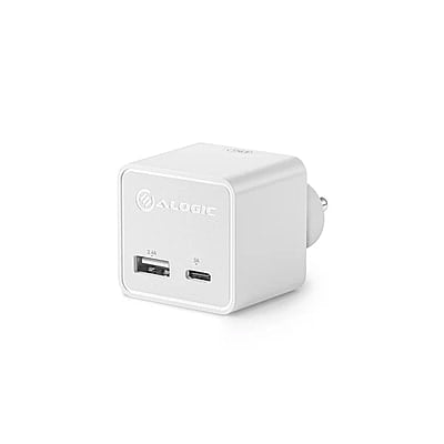 ALOGIC 2 Port USB-C & USB-A Mini Wall Charger - 3A + 1A - 17W (Total) - WHITE - INDIAN PLUG  | WCCA17MWH-IN