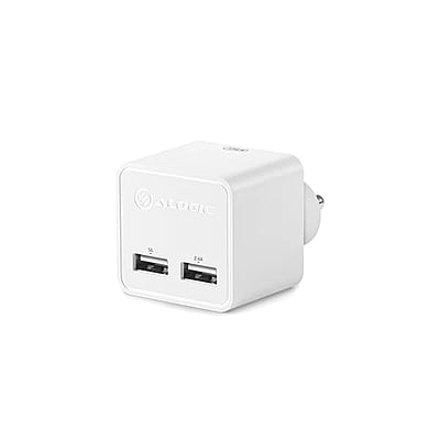 ALOGIC 2 Port USB Mini Wall Charger - 2.4A + 1A - 17W - WHITE - INDIAN PLUG | WC2A17MWH-IN