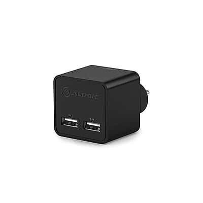 ALOGIC 2 Port USB Mini Wall Charger - 2.4A + 1A - 17W - BLACK - INDIAN PLUG | WC2A17MBK-IN