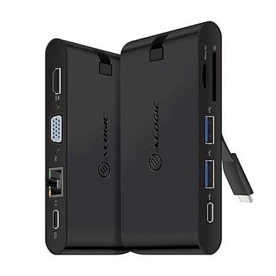 ALOGIC USB-C Travel Dock Pro/USB-C to HDMI 1.4 4K@30Hz + 1 x VGA + 2 x USB 3.0 + 1 x USB-C (Data) Giagbit Ethernet + SD + Micro SD Card Slot + USB-C With PD 100W | UCTDPRO1